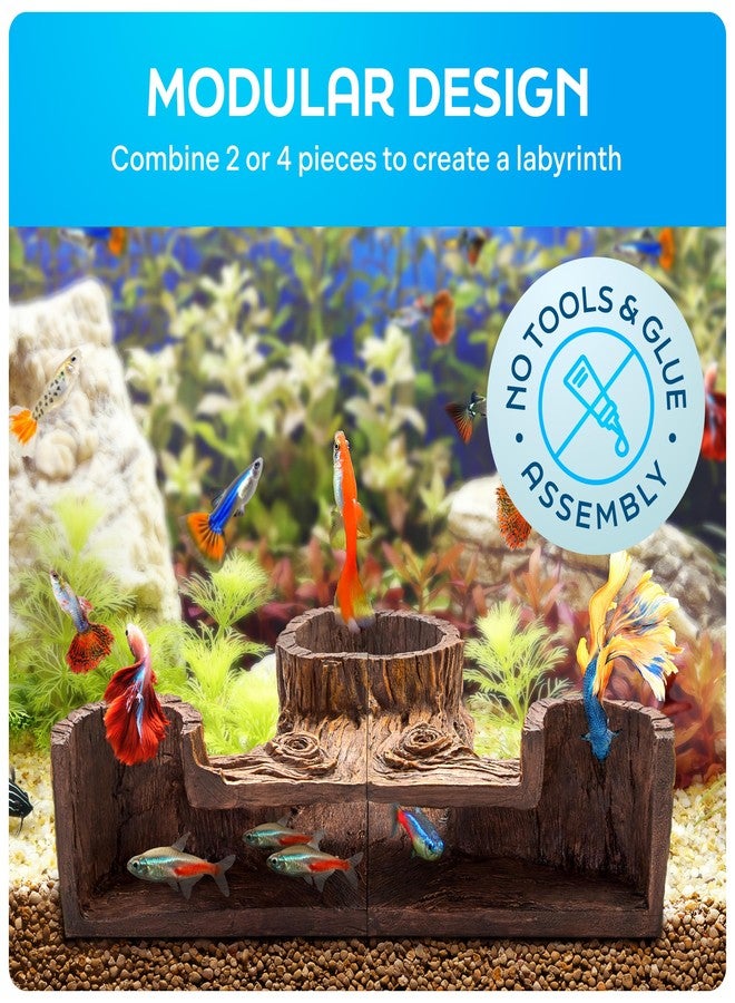 FISHNOSH Aquarium Cave | Natural-Looking Wood-Like BPA-Free Fish Tank Cave for Corners | 5.1” x 2” x 2.7” Fish Hideout for Aquarium | Guppy, Neon Tetra, Corydoras Catfish, Betta Hide | Tank Decor - Image 5